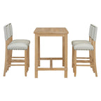 5-Piece Counter Height Dining Set, Classic Elegant Table and 4 Chairs in Natural Wood Wash
