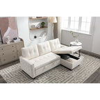 77 Reversible Sectional Storage Sleeper Sofa Bed,L-Shape 2 Seat Sectional Chaise With Storage for Living Room
