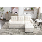 77 Reversible Sectional Storage Sleeper Sofa Bed,L-Shape 2 Seat Sectional Chaise With Storage for Living Room