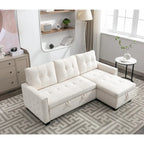 77 Reversible Sectional Storage Sleeper Sofa Bed,L-Shape 2 Seat Sectional Chaise With Storage for Living Room