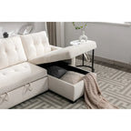 77 Reversible Sectional Storage Sleeper Sofa Bed,L-Shape 2 Seat Sectional Chaise With Storage for Living Room