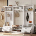 4-in-1 Detachable Hall Tree with Storage Cabinets and Hooks, Multifunctional Hallway Coat Rack with Drawers and Shoe Bench