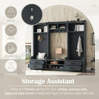 4-in-1 Detachable Hall Tree with Storage Cabinets and Hooks, Multifunctional Hallway Coat Rack with Drawers and Shoe Bench