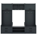 4-in-1 Detachable Hall Tree with Storage Cabinets and Hooks, Multifunctional Hallway Coat Rack with Drawers and Shoe Bench