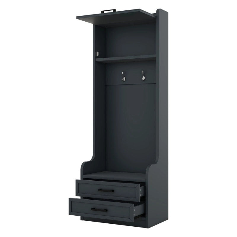 4-in-1 Detachable Hall Tree with Storage Cabinets and Hooks, Multifunctional Hallway Coat Rack with Drawers and Shoe Bench