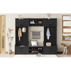 4-in-1 Detachable Hall Tree with Storage Cabinets and Hooks, Multifunctional Hallway Coat Rack with Drawers and Shoe Bench