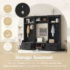 4-in-1 Detachable Hall Tree with Storage Cabinets and Hooks, Multifunctional Hallway Coat Rack with Drawers and Shoe Bench