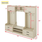 4-in-1 Detachable Hall Tree with Storage Cabinets and Hooks, Multifunctional Hallway Coat Rack with Drawers and Shoe Bench