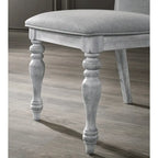 5-Piece Dining Set, Round Pedestal Table with 4 Chairs, Weathered White and Gray