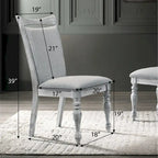 5-Piece Dining Set, Round Pedestal Table with 4 Chairs, Weathered White and Gray