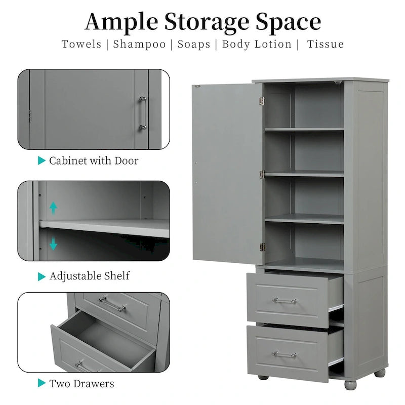 Tall Bathroom Storage Cabinet, Freestanding Storage Cabinet