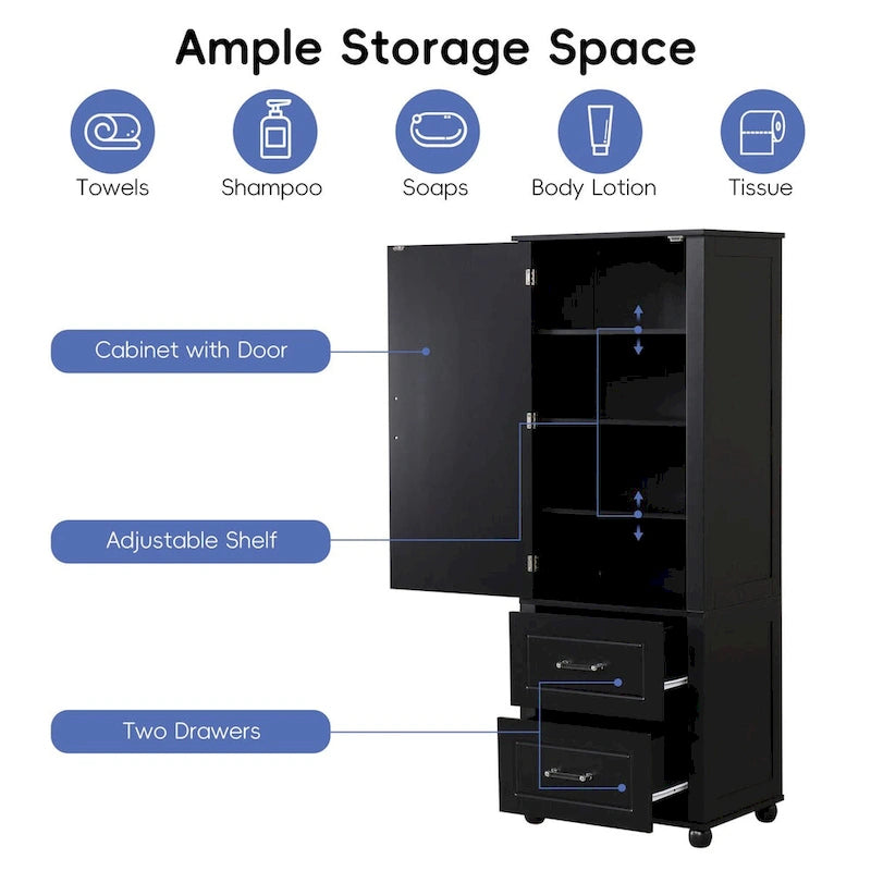 Tall Bathroom Storage Cabinet, Freestanding Storage Cabinet