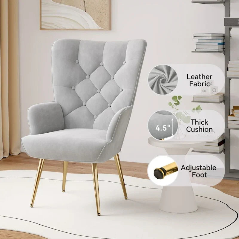 Modern Velvet Fabric Upholstered Chair