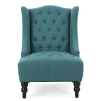 Contemporary Design Upholstered Wingback Chair, Hi-back Club Chair with Wood Legs