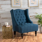 Contemporary Design Upholstered Wingback Chair, Hi-back Club Chair with Wood Legs