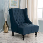 Contemporary Design Upholstered Wingback Chair, Hi-back Club Chair with Wood Legs