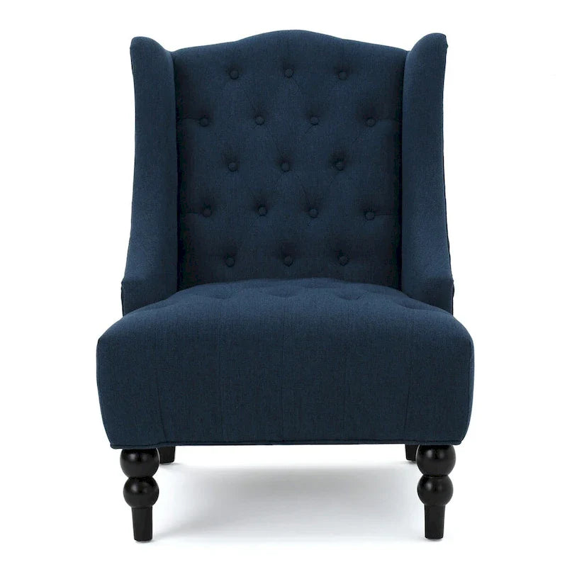 Contemporary Design Upholstered Wingback Chair, Hi-back Club Chair with Wood Legs