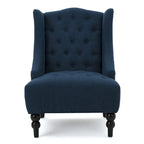 Contemporary Design Upholstered Wingback Chair, Hi-back Club Chair with Wood Legs