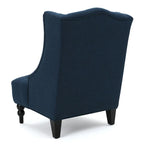 Contemporary Design Upholstered Wingback Chair, Hi-back Club Chair with Wood Legs
