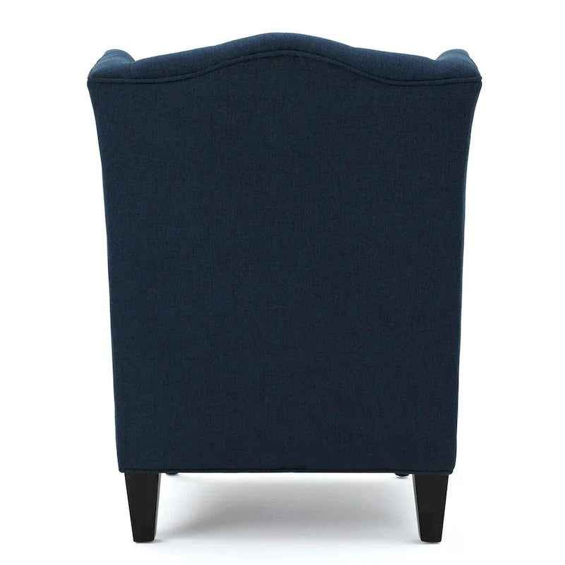 Contemporary Design Upholstered Wingback Chair, Hi-back Club Chair with Wood Legs