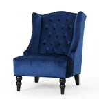 Contemporary Design Upholstered Wingback Chair, Hi-back Club Chair with Wood Legs