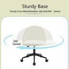Boucle Office Chair Desk Chair, Mid-Back Adjustable Swivel Computer Chair with Black Legs, Upholstered Desk Chair with Wheels