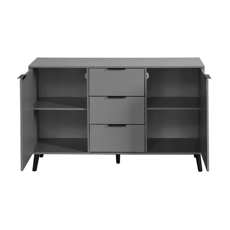 Sideboard Buffet Cabinet with Storage, Wood Coffee Bar Cabinet, 3 Drawers & 2 Doors, Buffet Cabinet Cupboard