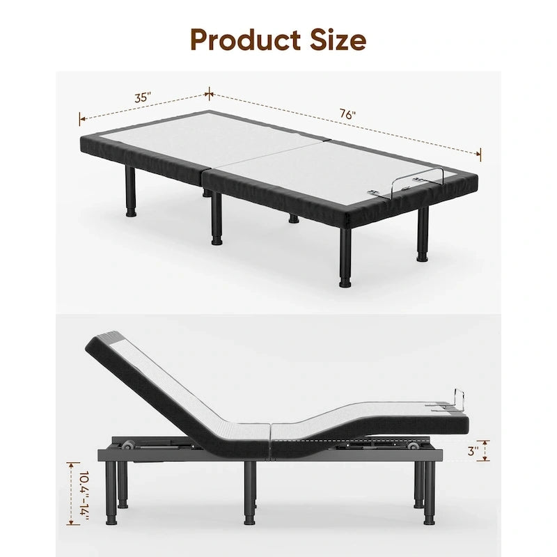 Adjustable Bed Frame Base Stress Massage Wireless Remote Quiet Motor