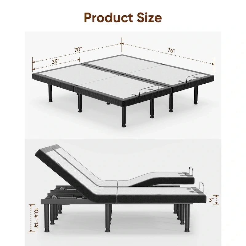Adjustable Bed Frame Base Stress Massage Wireless Remote Quiet Motor