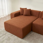 5-Seater L-Shape Sectional Couch, Sherpa Fabric, Ultimate Comfort, Orange