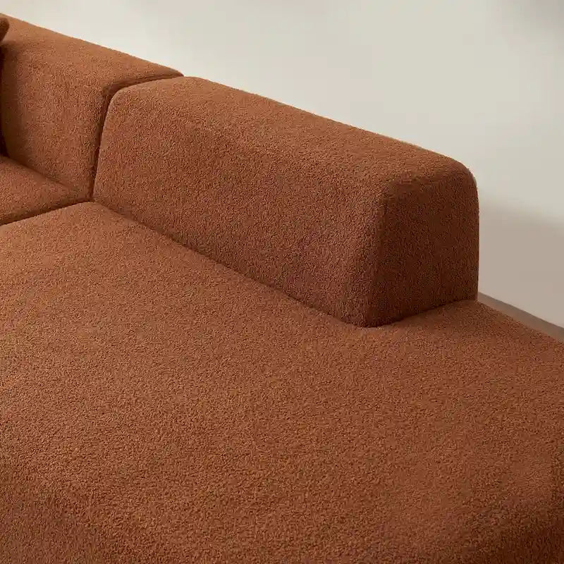 5-Seater L-Shape Sectional Couch, Sherpa Fabric, Ultimate Comfort, Orange