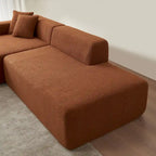 5-Seater L-Shape Sectional Couch, Sherpa Fabric, Ultimate Comfort, Orange