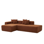 5-Seater L-Shape Sectional Couch, Sherpa Fabric, Ultimate Comfort, Orange