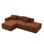5-Seater L-Shape Sectional Couch, Sherpa Fabric, Ultimate Comfort, Orange