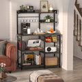 Bakers Rack with Power Outlet and LED Light Strings, Kitchen Storage Shelf