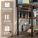 Bakers Rack with Power Outlet and LED Light Strings, Kitchen Storage Shelf
