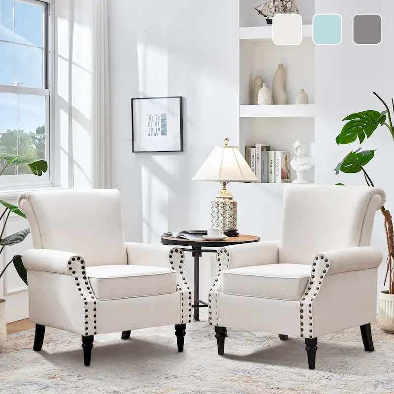 Classic Upholstered Accent Chair Set of 2