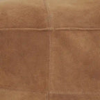Leather Low Profile Square Pouf with Patchwork Design - Brown, Gray or Dark Brown- Roche River Decor