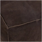 Leather Low Profile Square Pouf with Patchwork Design - Brown, Gray or Dark Brown- Roche River Decor