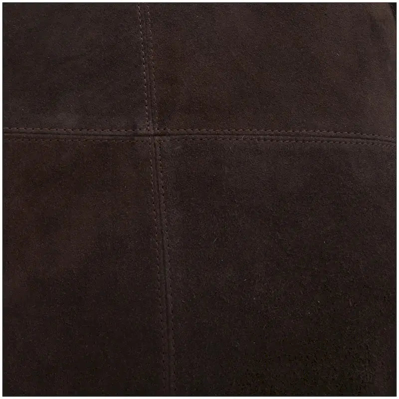 Leather Low Profile Square Pouf with Patchwork Design - Brown, Gray or Dark Brown- Roche River Decor