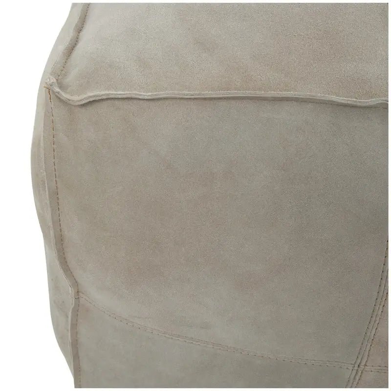 Leather Low Profile Square Pouf with Patchwork Design - Brown, Gray or Dark Brown- Roche River Decor