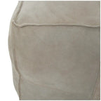 Leather Low Profile Square Pouf with Patchwork Design - Brown, Gray or Dark Brown- Roche River Decor