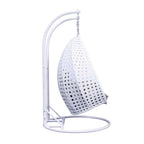 LeisureMod 2 Person Hanging Egg Chair with Stand - Outdoor/Indoor Rattan Wicker Patio Swing Hammock Lounger with Cushions