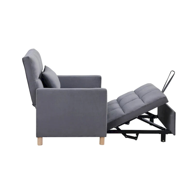 3-in-1 Convertible Sleeper Sofa Lounge Chair Bed, Black