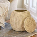 Household Essentials Handwoven Barrel Wicker Storage Basket Side Table - 17.0L x 17.0W x 19.0H