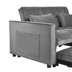 Modern Velvet Futon Loveseat with Reclining Backrest & Pockets, Seats 2 â€?Dark Gray / Light Gray / Blue / Black