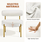 Yaheetech Boucle Gold Metal Legs Accent Chair With Round Padded Seat, White - 252326