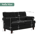 Set of 3 Chenille Sofa Set for Living Room, Button-Tufted & Nailhead Upholstery, Solid Rubberwood Legs