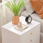 White Nightstands Bedside Table End Table Gold Metal Legs1 Pcs