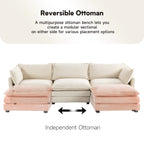 Corduroy Sectional Sofa with Removable Ottomans & Ultra-soft Cushions for Living Room & Bedroom